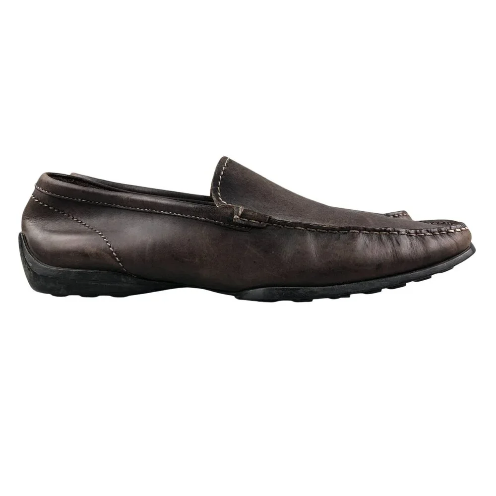 Tremp Men's Size 45 Brown Leather Closed Toe Slip On Driving Shoes Loafers ITALY